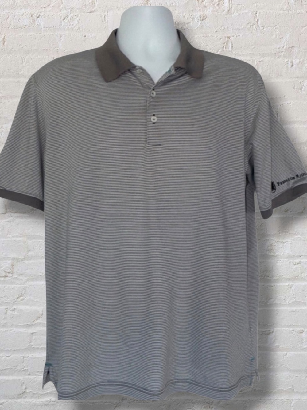 AdiPure by Adidas Men's Performance Golf Polo Shirt | Gray Striped | Size - M